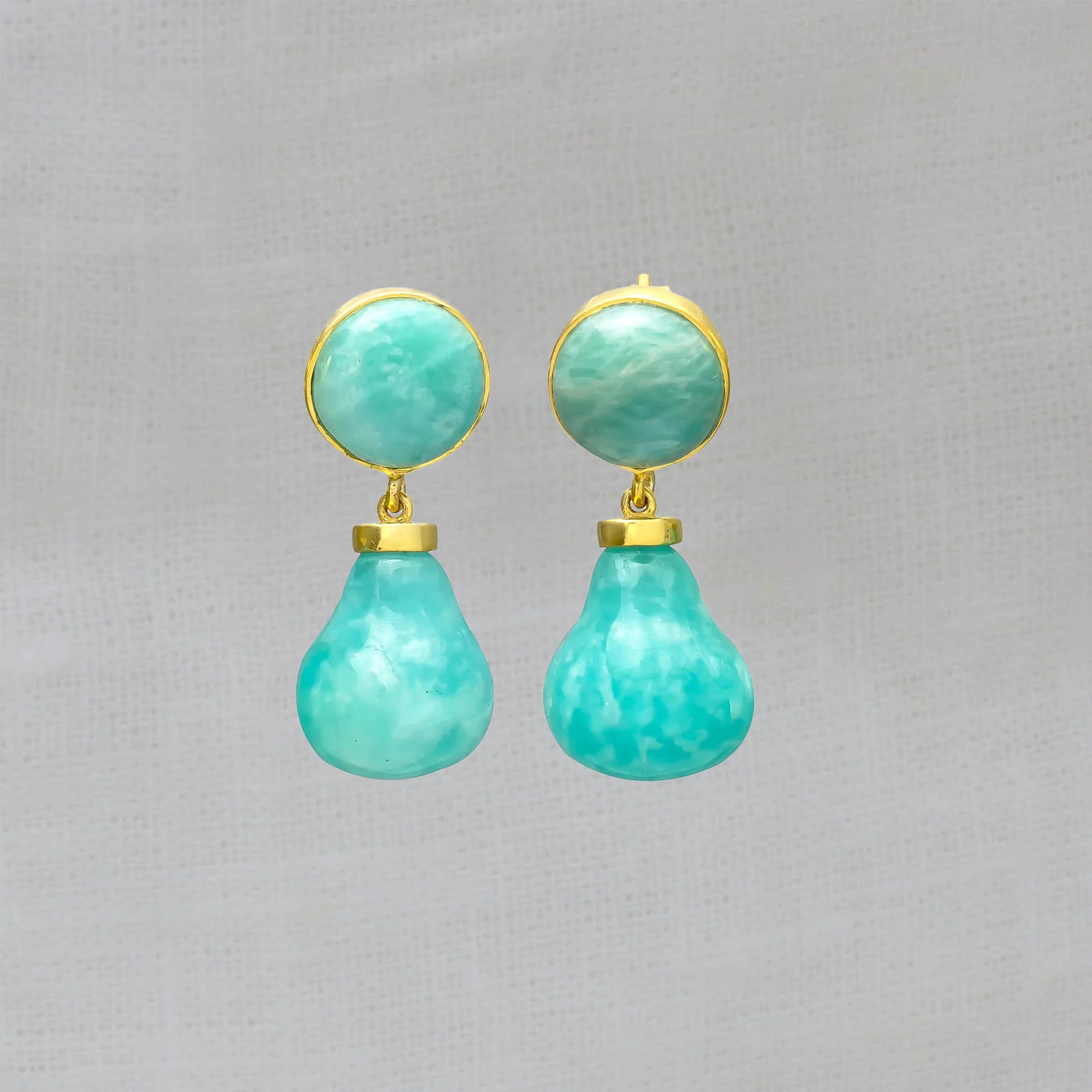 Gold Lumi and Amazonite Earrings