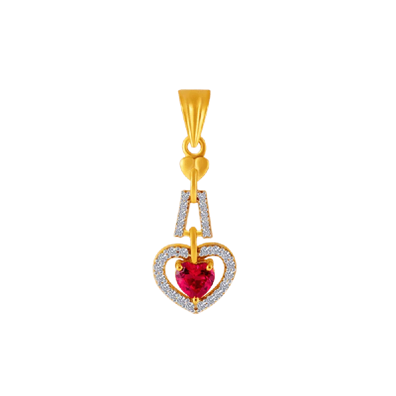 14KT (585) Yellow Gold And American Diamond Pendant For Women