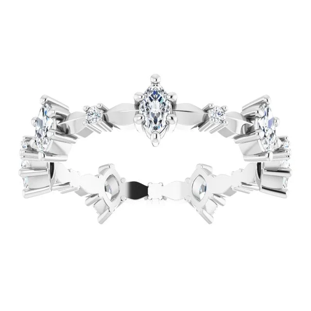 0.91 ct. Marquise & Round Diamond Eternity Band