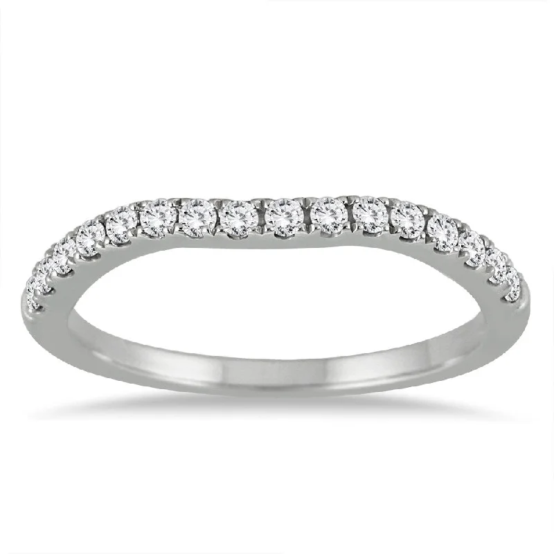 1/5 Carat TW Diamond Curved Wedding Band in 14K White Gold