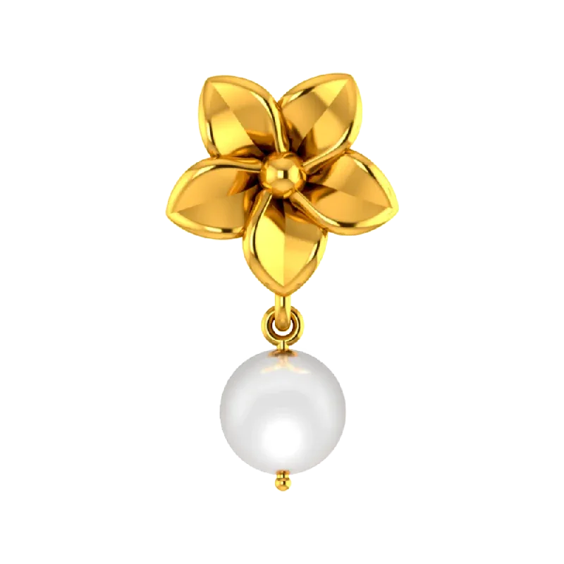 14k Dainty Floral Gold Pendant With A Pearl