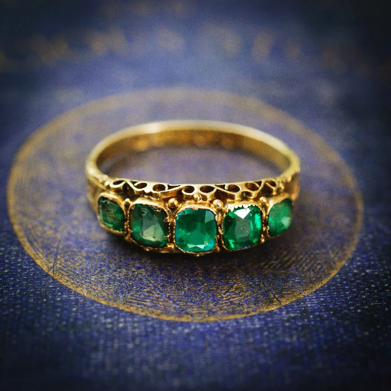 Verdant Hues Date 1876 15ct Gold Green Paste Ring