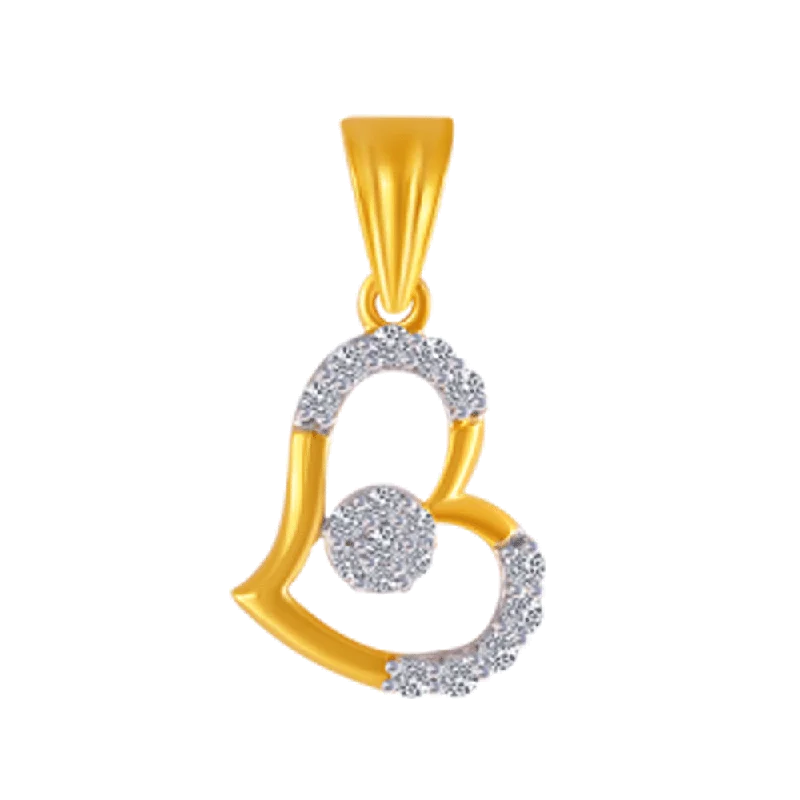 14KT (585) Yellow Gold And American Diamond Pendant For Women