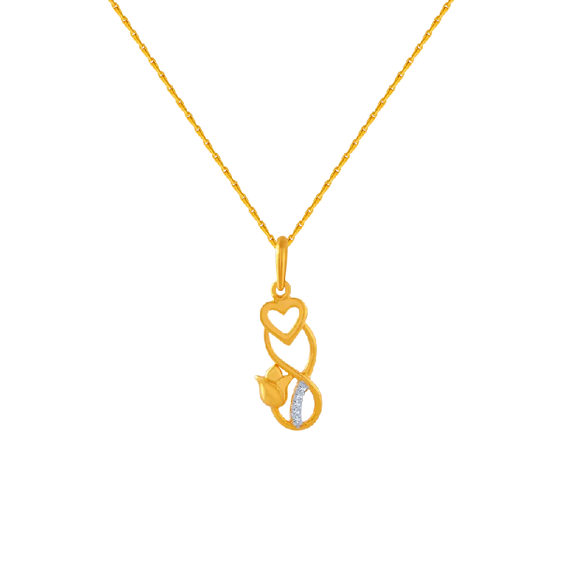 14KT (585) Yellow Gold And American Diamond Pendant For Women