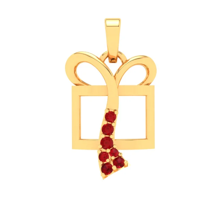 14k Gift Shaped Sleek Gold Pendant From Amazea Collection