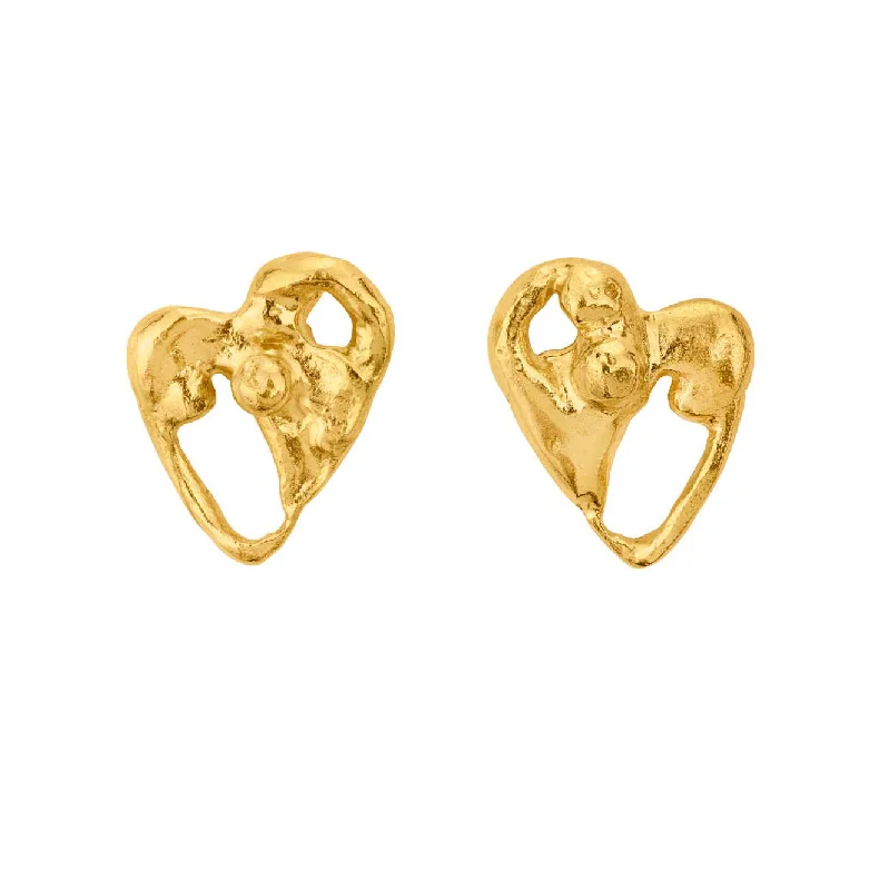 Molten Gold Heart Studs