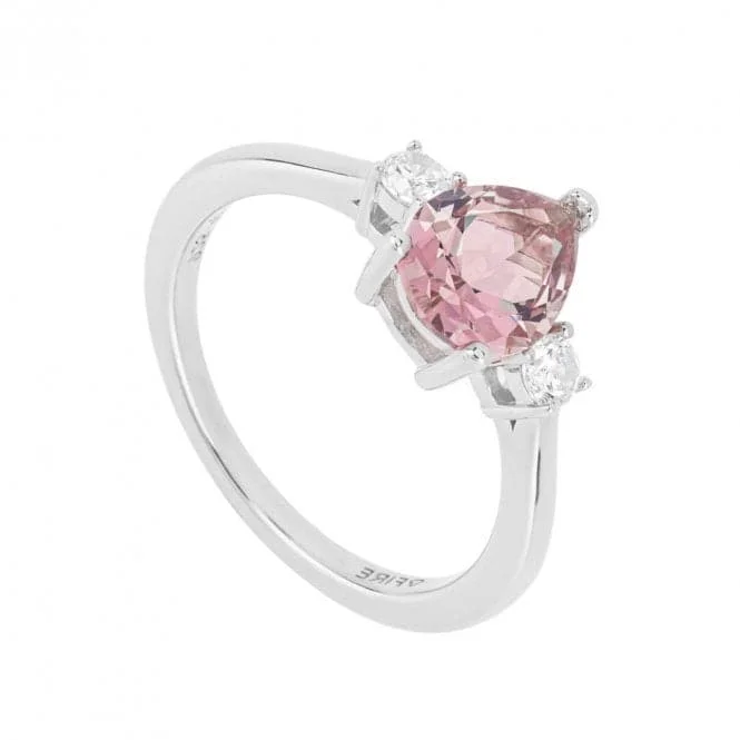 Teardrop Shaped Pink Zirconia Ring