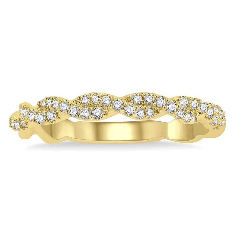 14K Yellow Gold Twist Diamond Ring