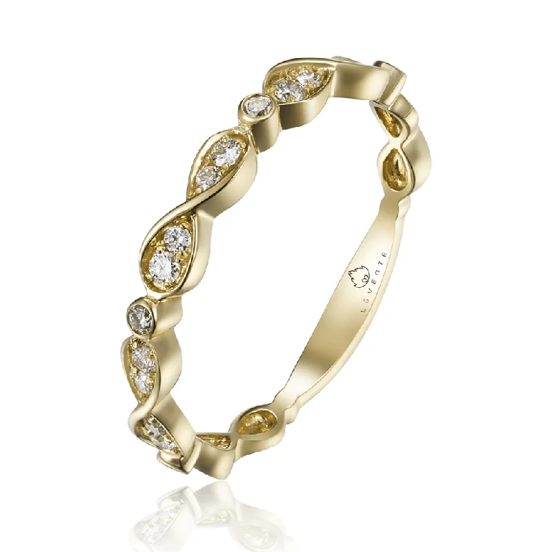 14K Yellow Gold Stackable Natural Diamonds Ring