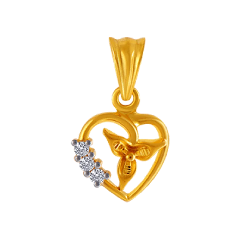 14KT (585) Yellow Gold And American Diamond Pendant For Women