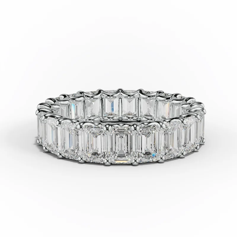 5.0 Carat Emerald Cut Diamond Eternity Band Shared Prong