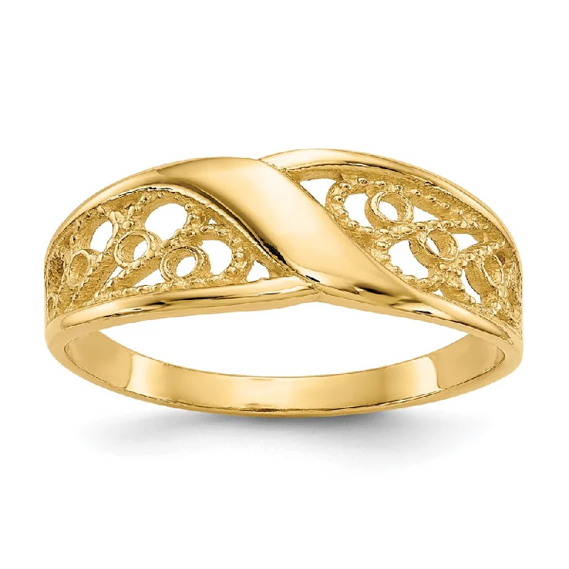 10k Yellow Gold Polished Filigree Ring