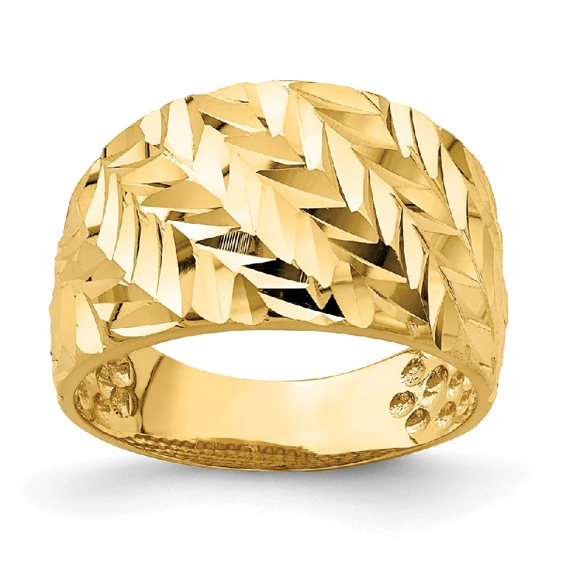 14k Yellow Gold D/C Arrow Slash Dome Ring