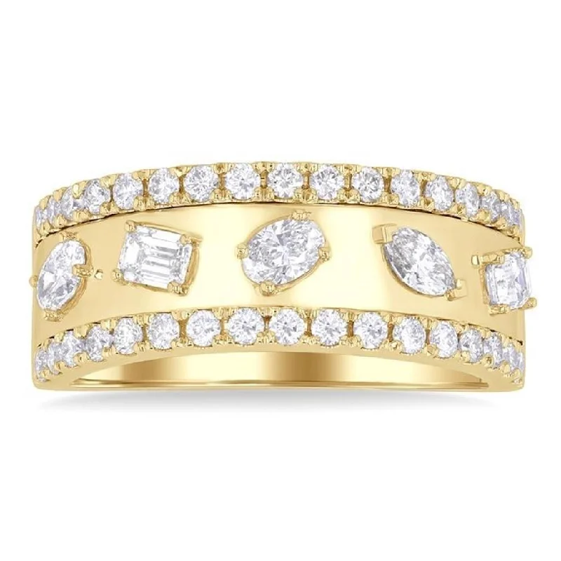 14K Yellow Gold Mix Shape Natural Diamonds Ring