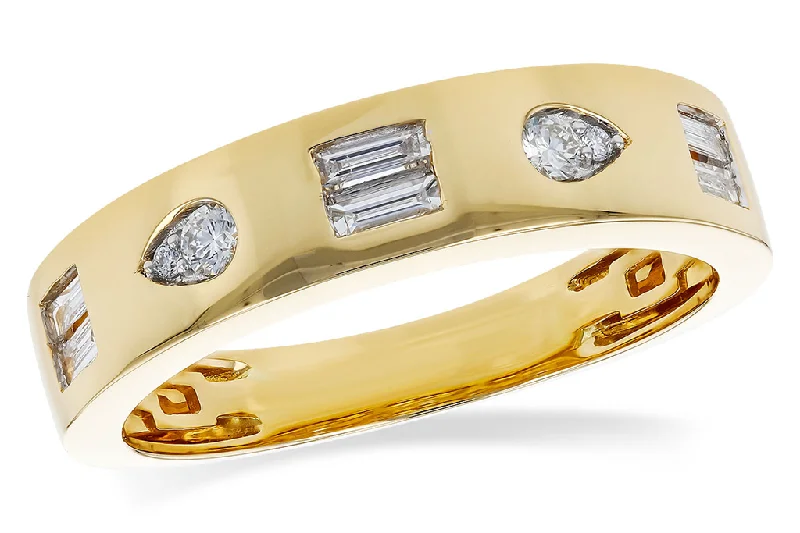 14K Yellow Gold Flush Set Contemporary Diamond Ring