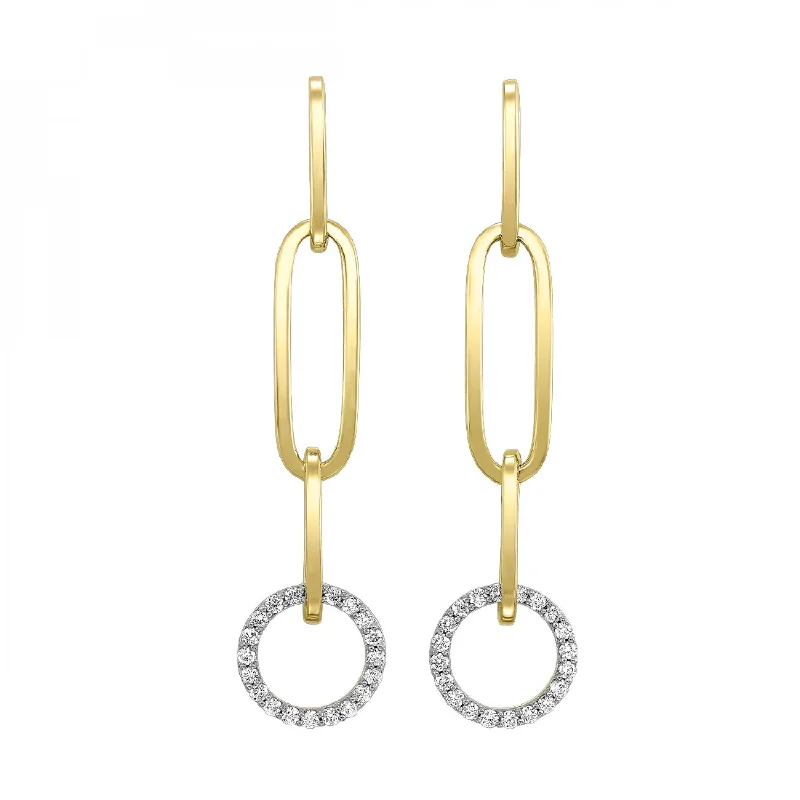 Paperclip Chain and Diamond Circle Earrings