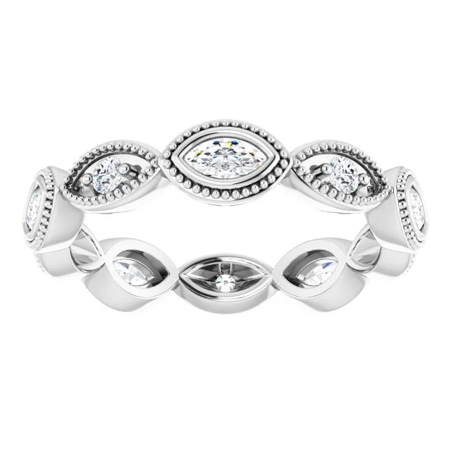 Vintage Inspired 0.75 ct. Marquise & Round Diamond Eternity Band