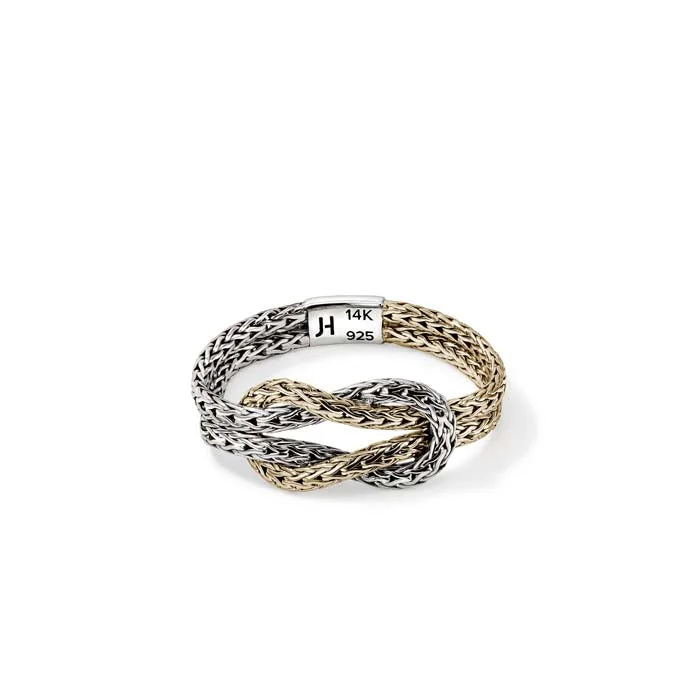 John Hardy Love Knot Flexible Ring in 14K Yellow Gold and Sterling Silver