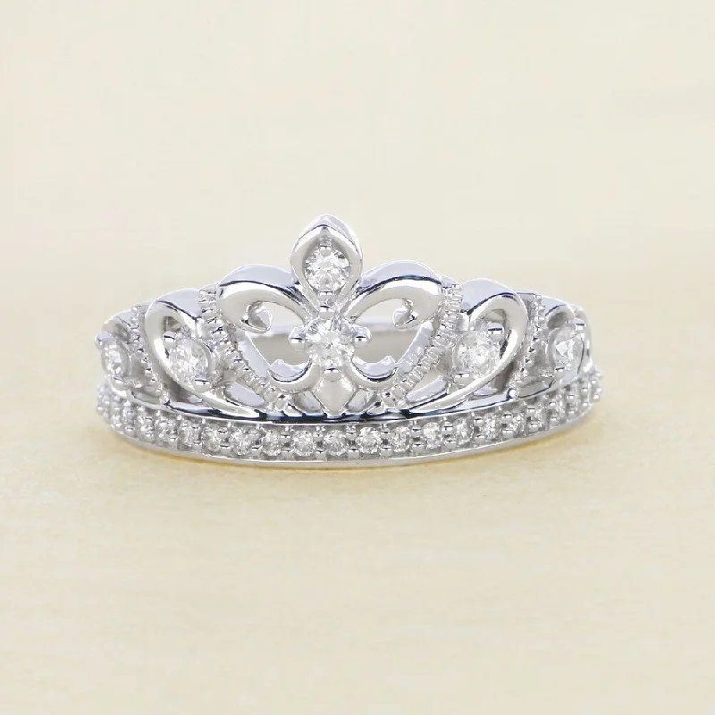 1/3ct TDW Diamond Crown Ring in 10k Gold by De Couer