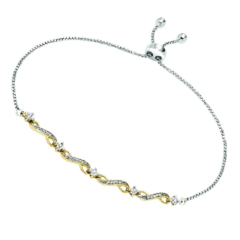 Diamond Infinity Bolo Bracelet in Sterling Silver