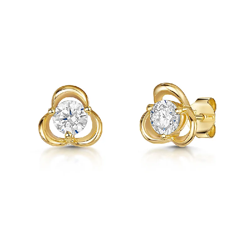 Jools Gold Vermeil Cubic Zirconia Flower Stud Earrings