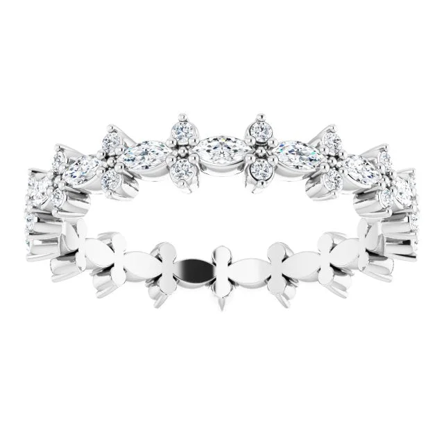 0.59 ct. Prong Set Marquise & Round Diamond Eternity Band