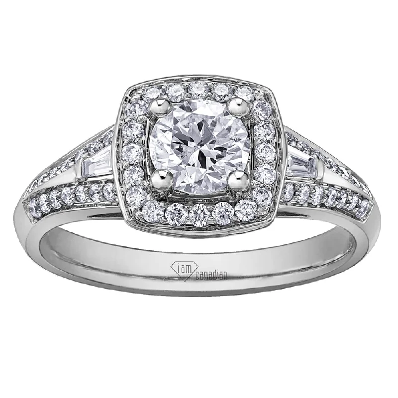 Canadian Diamond Engagement Ring with Cushion Halo