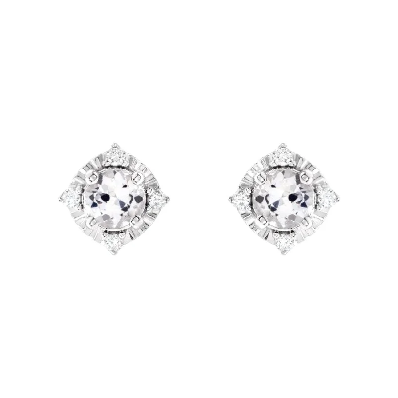 Lab Created White Sapphire Earrings with Diamonds