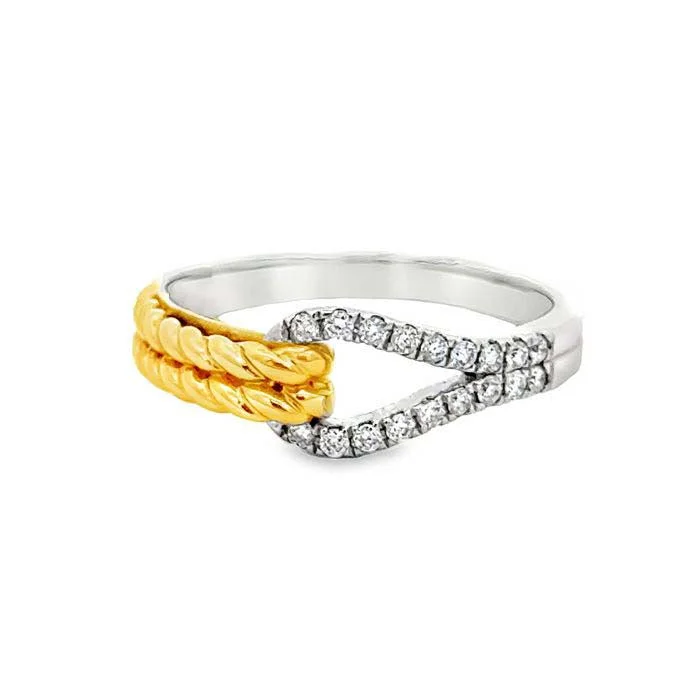 Mountz Collection Diamond Knot Ring in 14K White and Yellow Gold