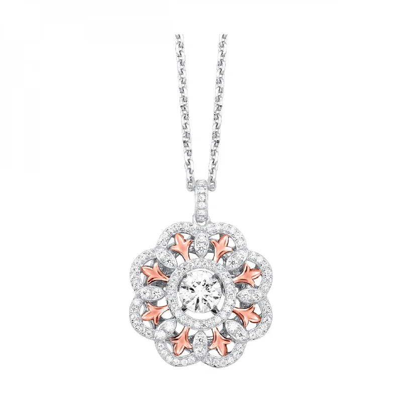 Flower Pendant in Sterling Silver with CZ