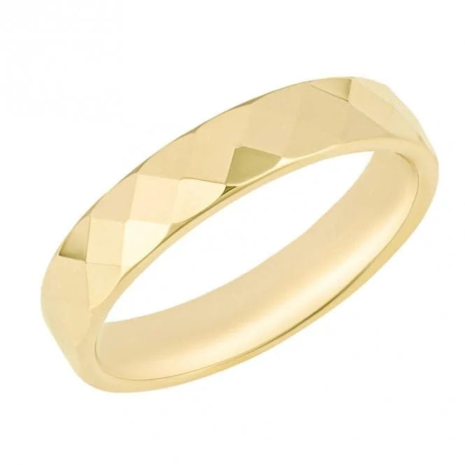 Hexagonal Textured 9ct Yellow Gold Ring GR616