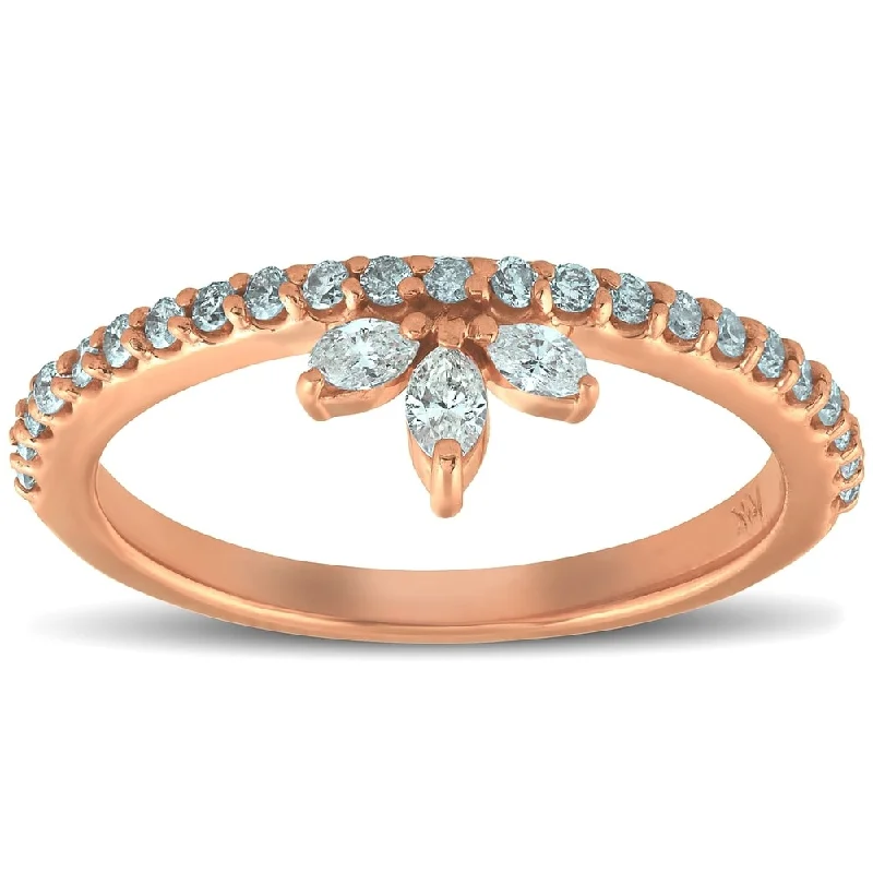 Pompeii3 14k Rose Gold 3/8 Ct T DW Marquise Diamond Stackable Womens Ring Anniversasry Band