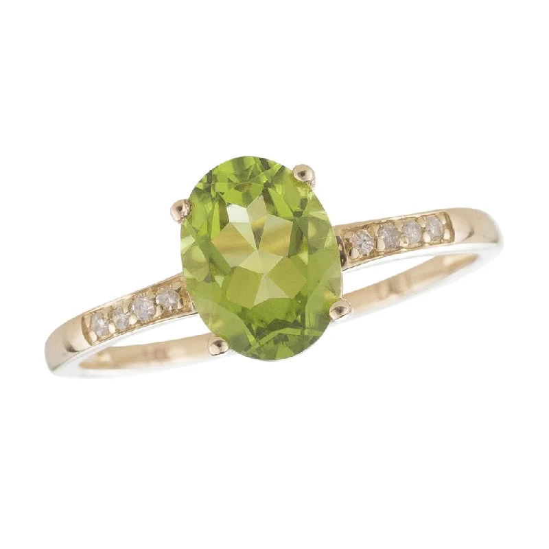 August Birthstone Rings: 14K White Gold Diamond And Peridot Ring