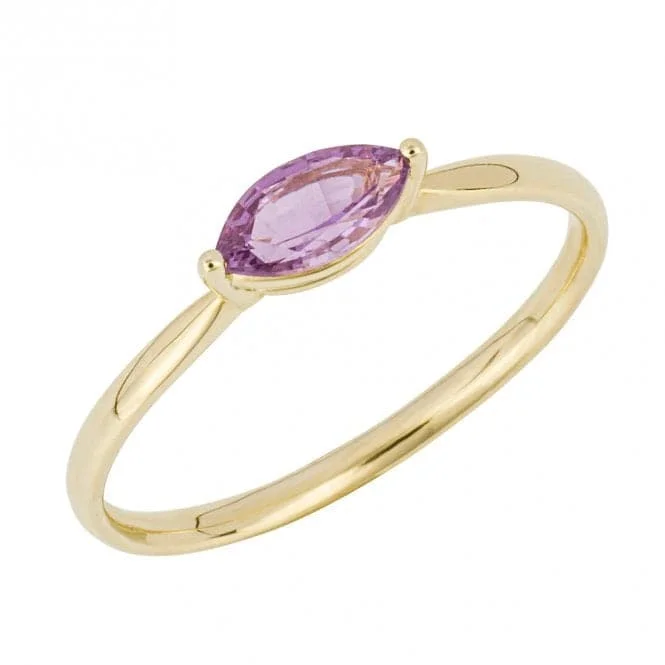 Navette Cut Purple Sapphire 9ct Yellow Gold Ring GR623M