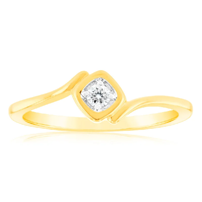 Luminesce Lab Grown Single Diamond Ring In 9ct Yellow Gold