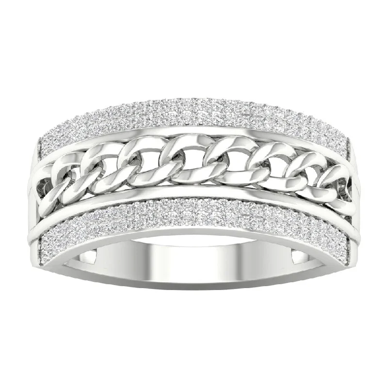 1/3ct TDW Diamond Cuban Link Men's Ring in 10k Gold