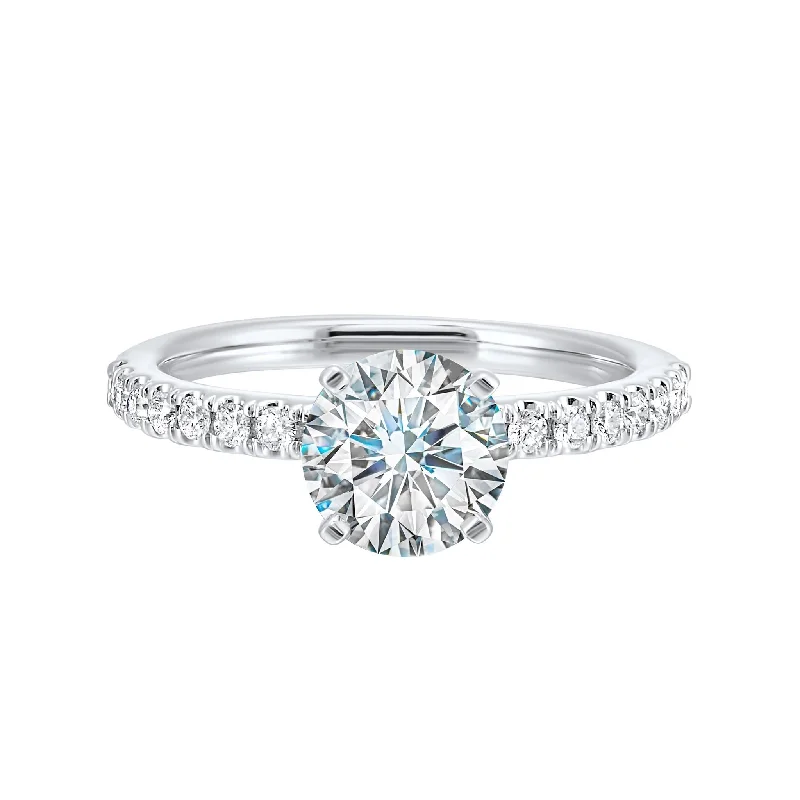 Thollot-Colorado Cut 14K White Gold 0.25ctw 4 Prong Style Diamond Semi-Mount Engagement Ring