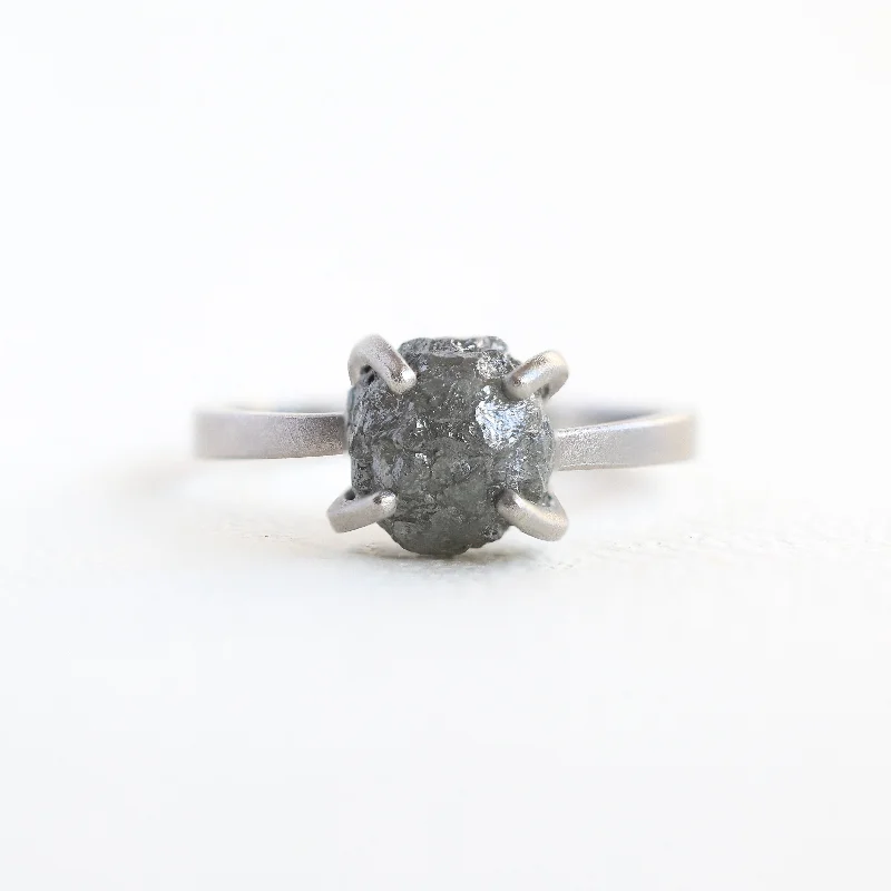 Raw Diamond Platinum Ring