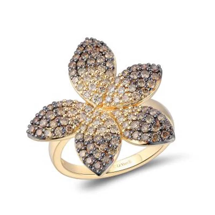 Le Vian Flower Ring featuring Chocolate Ombré Diamonds in 14K Honey Gold