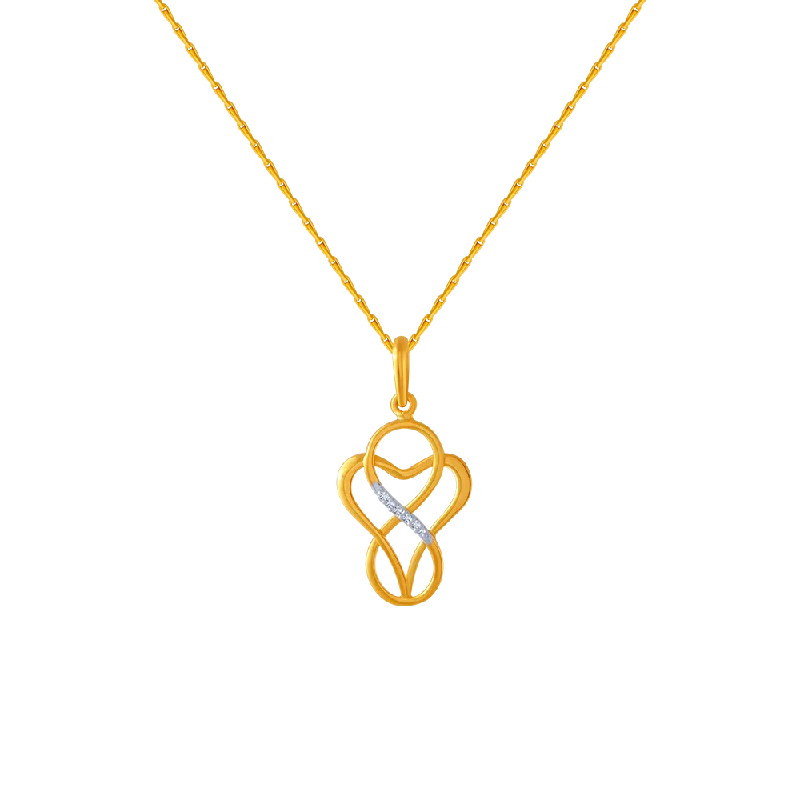 14KT (585) Yellow Gold And American Diamond Pendant For Women