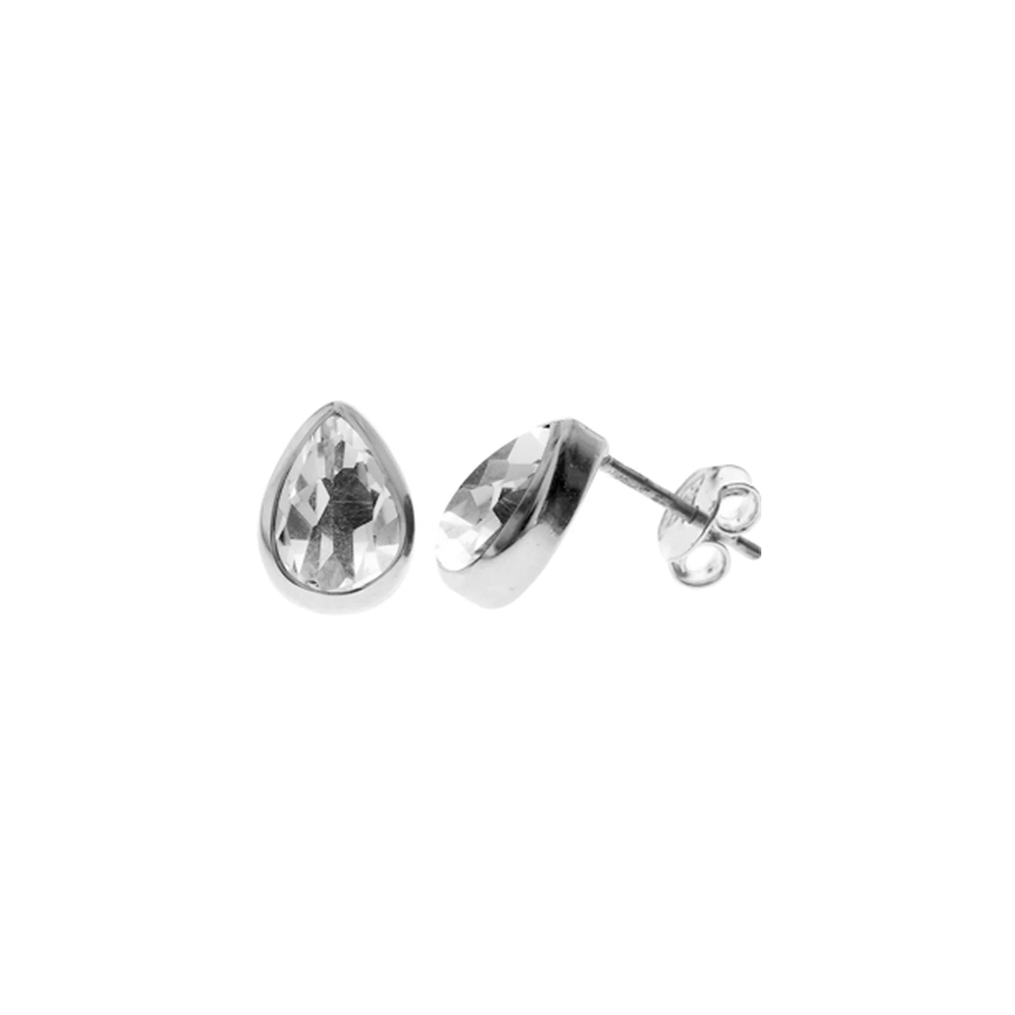 Sterling Silver Quartz Stud Earrings