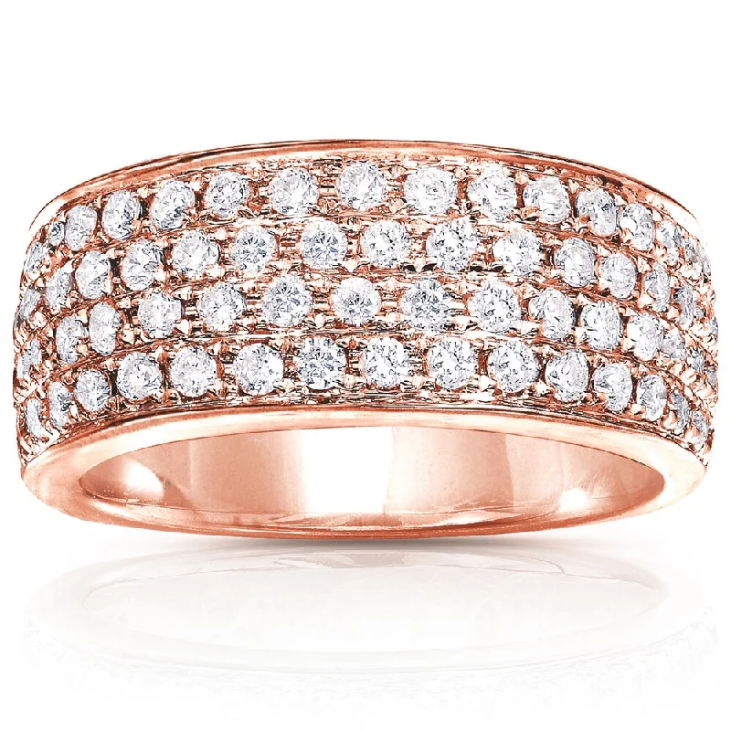 Annello by Kobelli 14k Rose Gold 1ct TDW Diamond Pave Wide Anniversary Ring