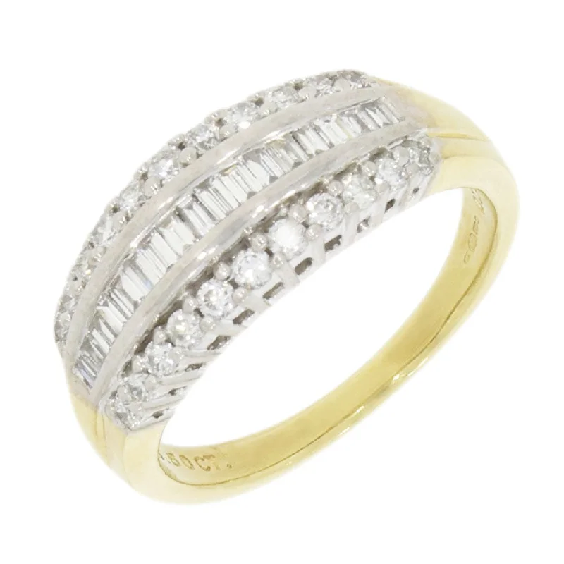 Pre Owned 18ct Yellow Gold 0.60cts Diamond Triple Row Dress Ring