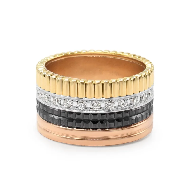 Boucheron Large Mixed Gold & Diamond Quatre Classique Ring