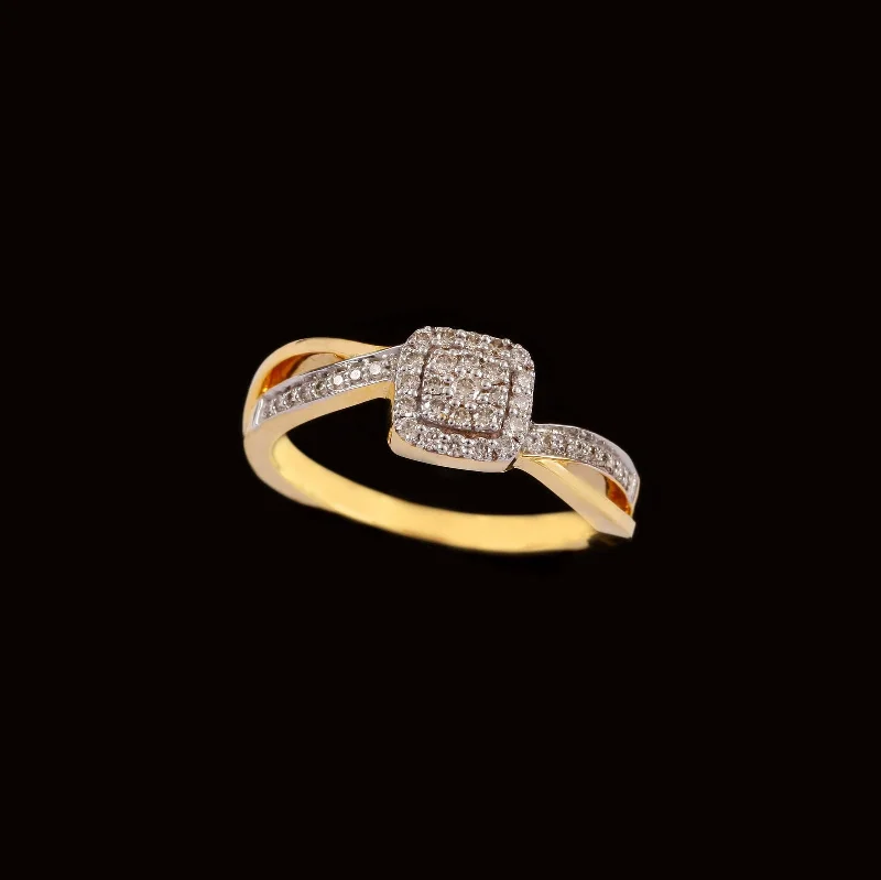 14K YG Cluster Diamond Ring-1pc