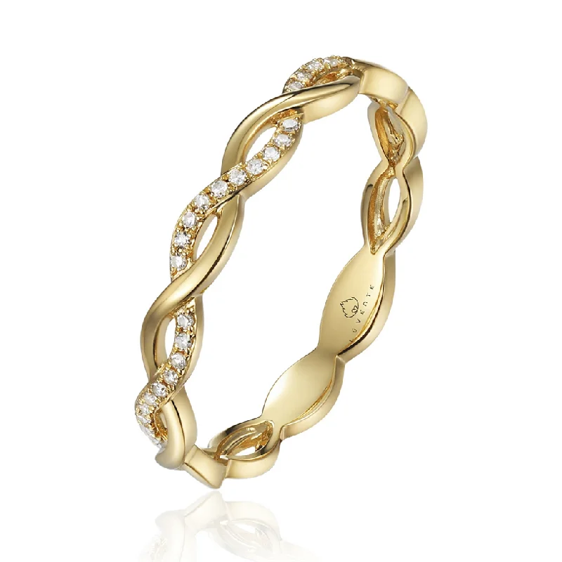 14K Yellow Gold Infinity Stackable Diamond Ring