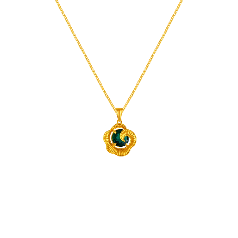 14k Swirl Gem Gold Pendant From Amazea Collection