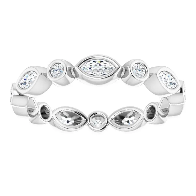 0.64 ct. Bezel Set Marquise & Round Diamond Eternity Band