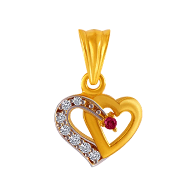 14KT (585) Yellow Gold And American Diamond Pendant For Women