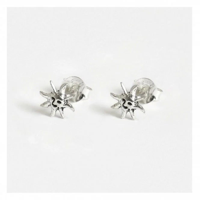 Sterling Silver Smiley Sunflower Stud Earrings